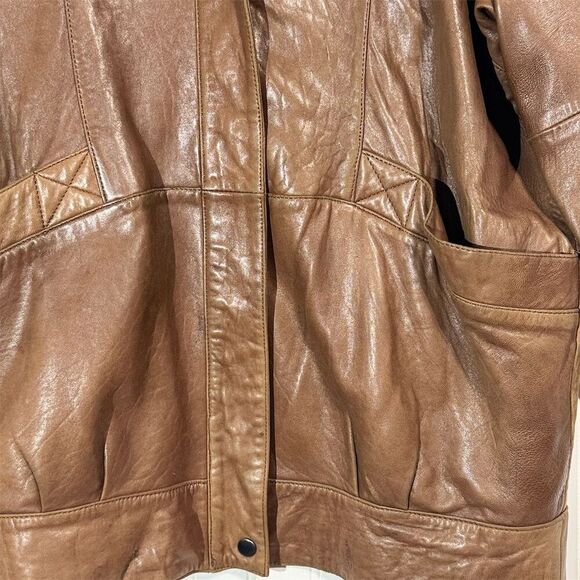 Vintage Wendi Q by Saxony Leather Jacket Brown Oversized 80s 90s Korea Women’s M - Picture 5 of 13